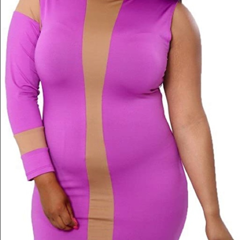 Women’s Plus size One Sleeve Bodycon Party Dress